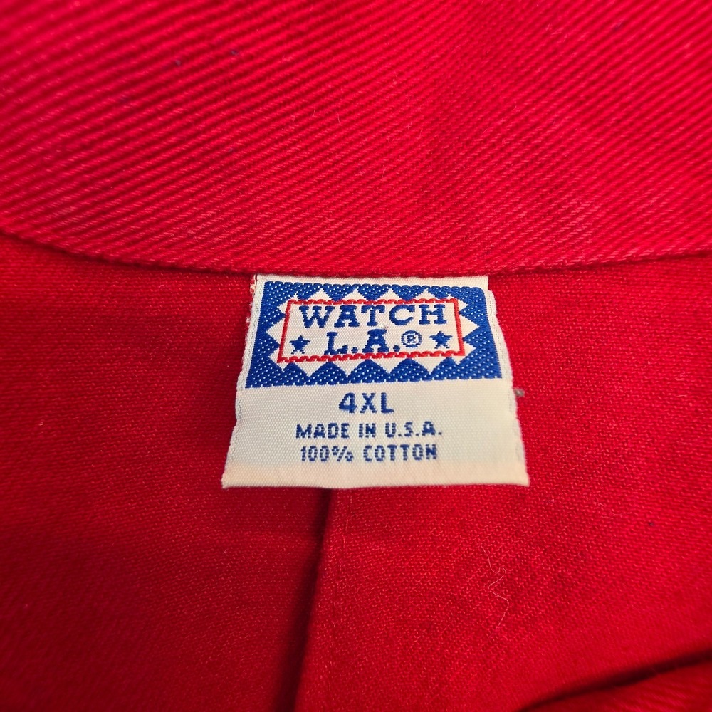 Vintage WATCH L.A. Red Denim Vest Womens 4XL USA Made Cotton Button Front - Picture 6 of 7